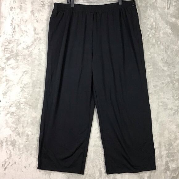 Treasure & Bond Womens 2X Pants Black Wide Leg Pull On Stretch Knit Raw Hem NWOT - Picture 2 of 6